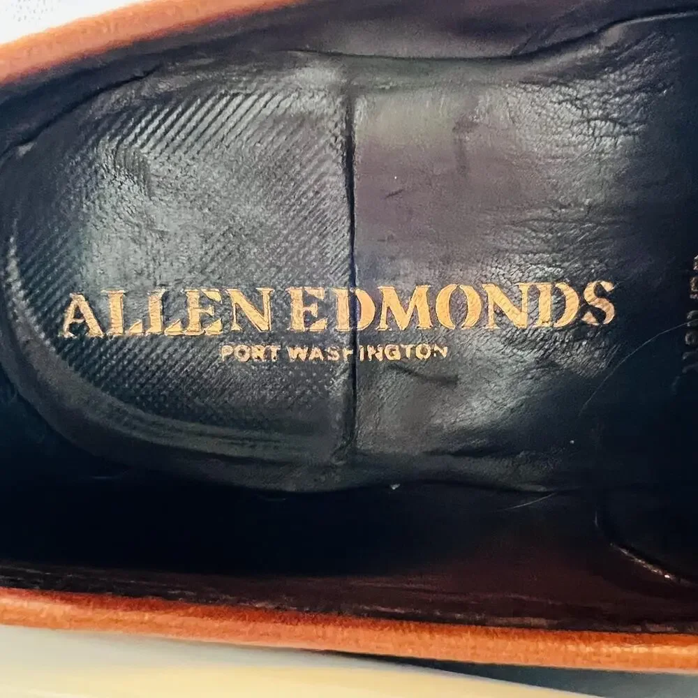 Allen Edmonds Shoes Mens 9.5 Brown Leather Cap Toe Oxford Slip On Dress Brogue
